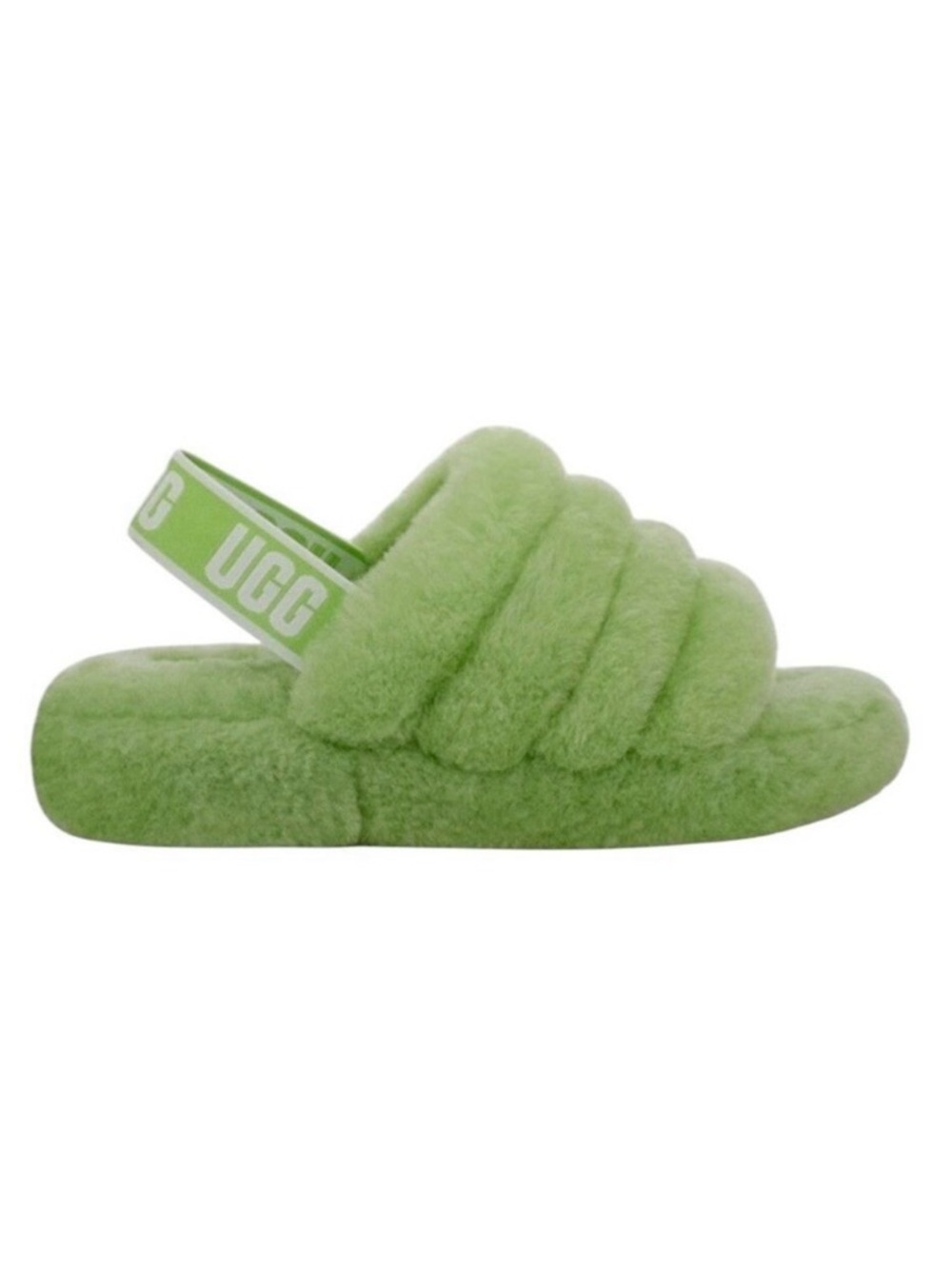 UGG Fluff Yeah Slide On Slippers Slingback Plush Apple Green Women’s Size 11